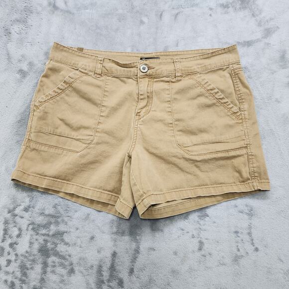 Supplies Shorts Womens 12 Tan Khaki Mid Rise Everyday Stretch Pockets Utility - Picture 1 of 15